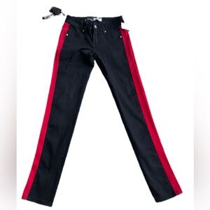 NWT Puzzle Jeans / Black And Red Striped Skinny Jeans / Red And Black Denim Jean